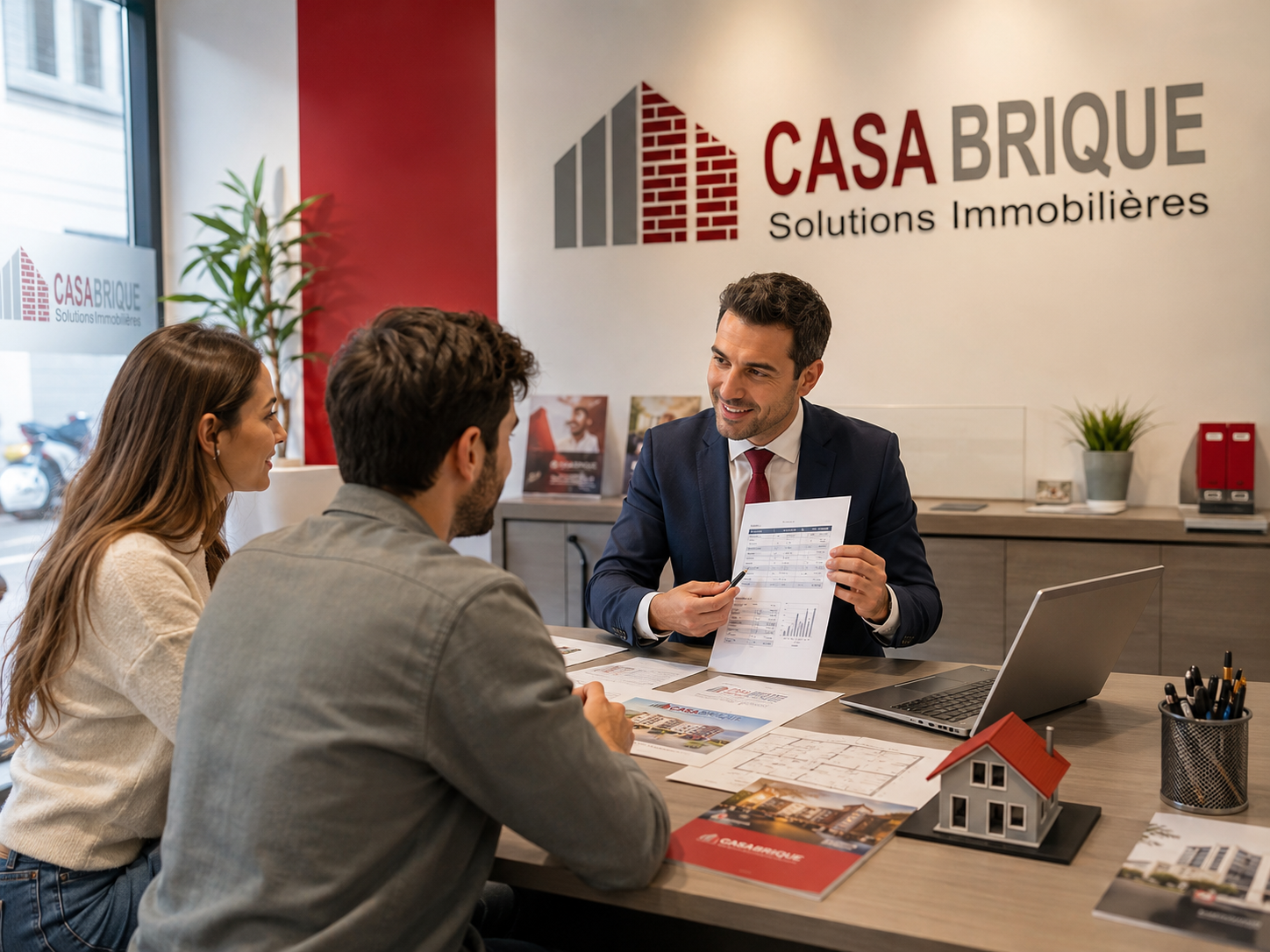Consulente immobiliare che analizza i costi per l'acquisto di una casa